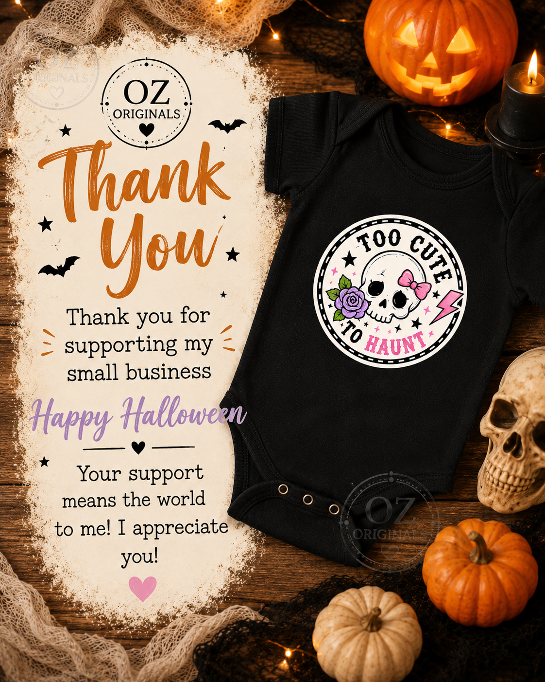 Too Cute to Haunt Halloween Baby Vest, Skull and Rose Bodysuit, Alternative Baby Girl Outfit, First Halloween Gift