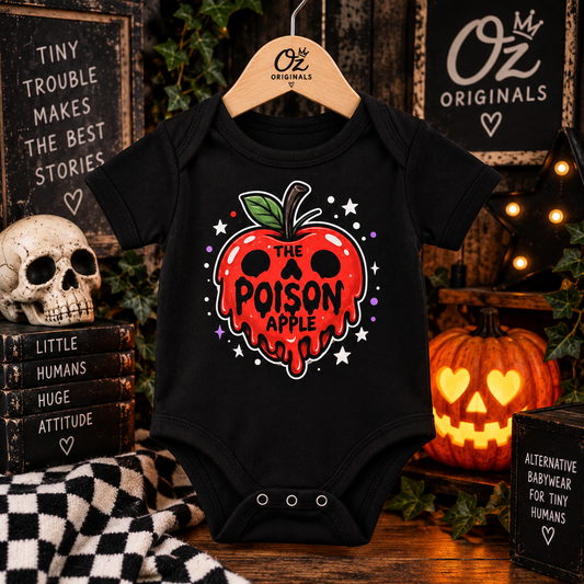 The Poison Apple Baby Vest | Alternative Gothic Babywear | Red, Pink or Purple ❤️🩷💜