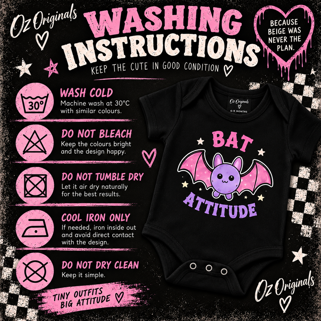 Bat Attitude Baby Vest | Alternative Halloween Baby Bodysuit π¦ π©·π