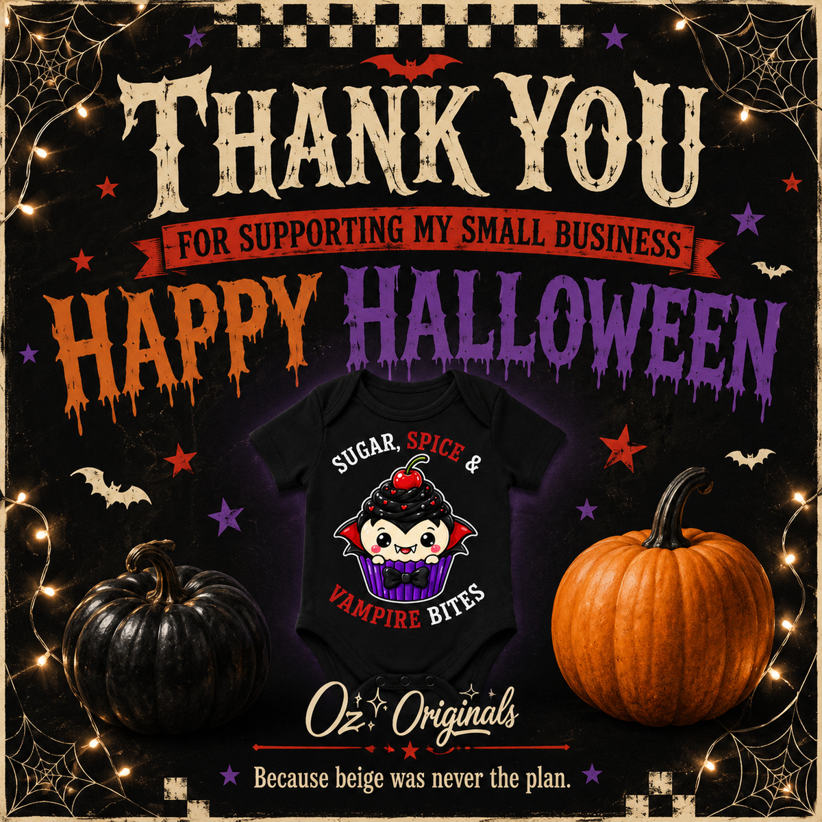 Halloween Baby Vest, Sugar Spice & Vampire Bites, Cute Vampire Cupcake Bodysuit, Alternative Goth Baby Outfit, October Oddities