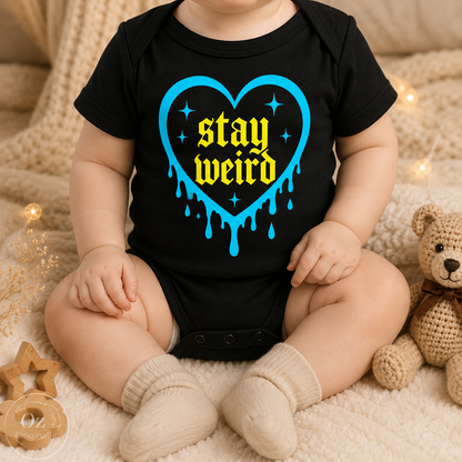 Stay Weird Baby Vest | Halloween Baby Clothes | Alternative Baby Bodysuit | Goth Baby Vest | Spooky Baby Gift | October Oddities 🩷💚