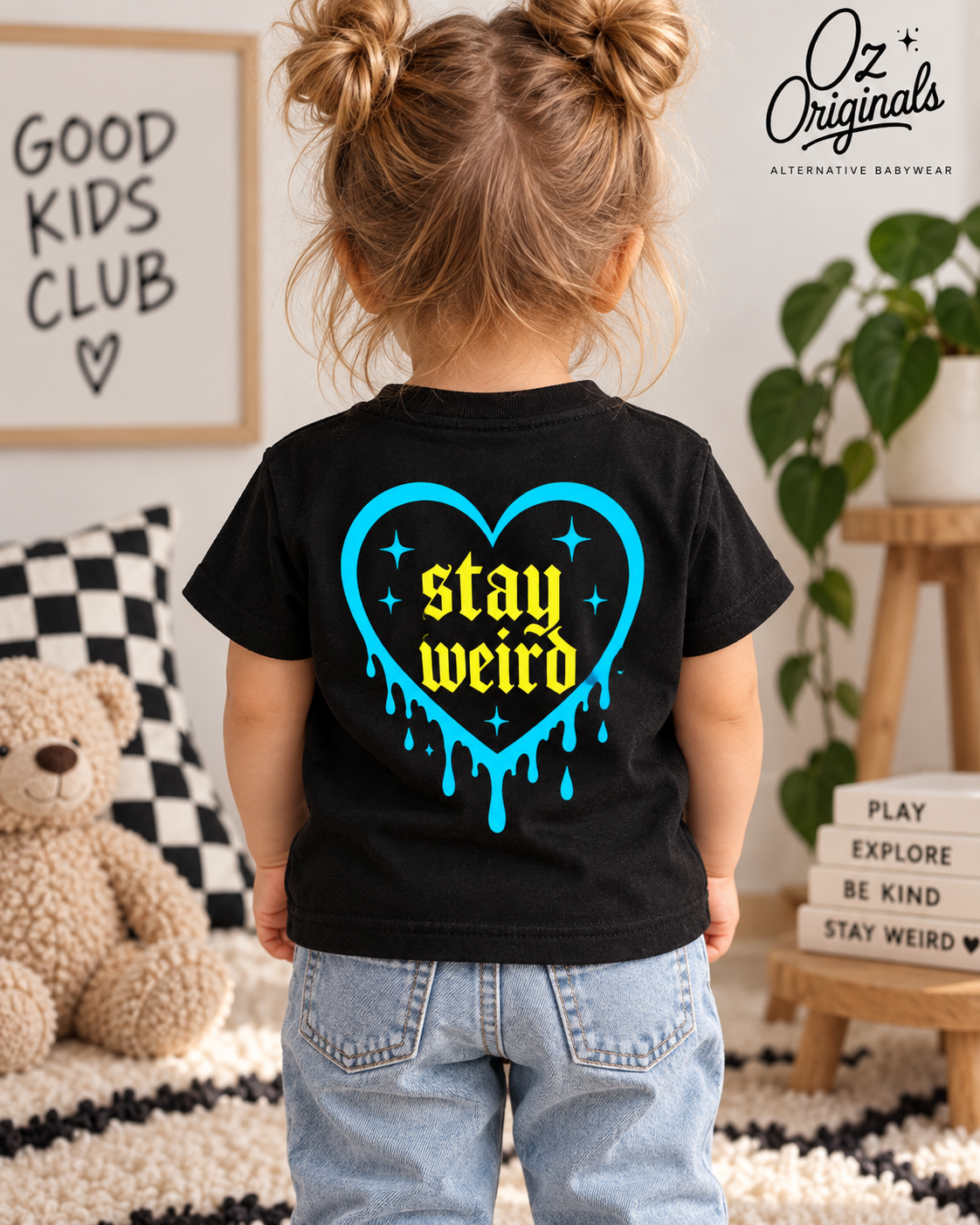 Stay Weird Toddler Tee | Alternative Kids T-Shirt | 2 Colour Options 🩵🩷💛💚