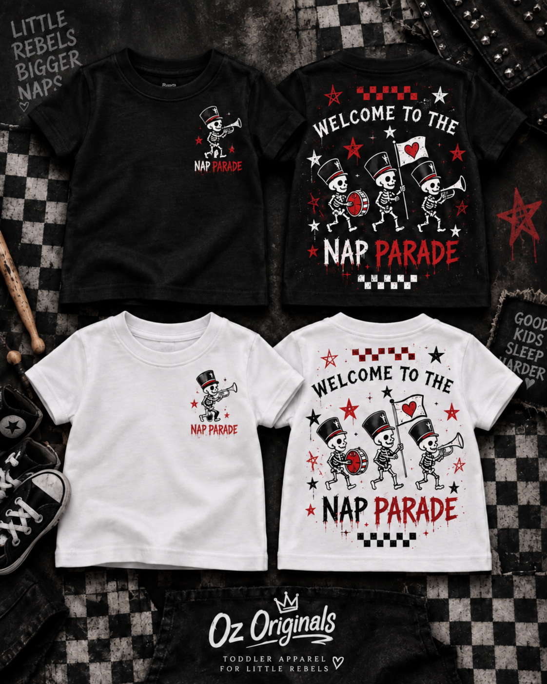 Welcome to the Nap Parade Toddler T-Shirt – Alternative Kids Tee | Black or White