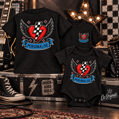 Personalised Winged Heart Baby Vest | Alternative Baby Clothes | Custom Punk Baby Outfit