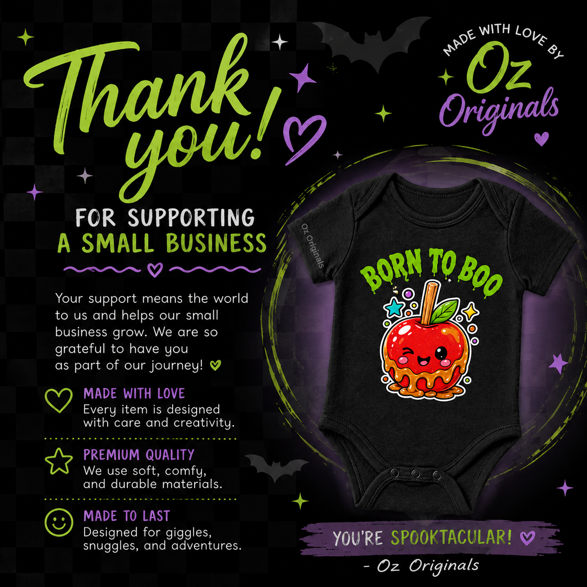 Born to Boo Baby Vest, Halloween Caramel Apple Bodysuit, Alternative Baby Clothes, October Oddities - OctOdd005 🍎 💚