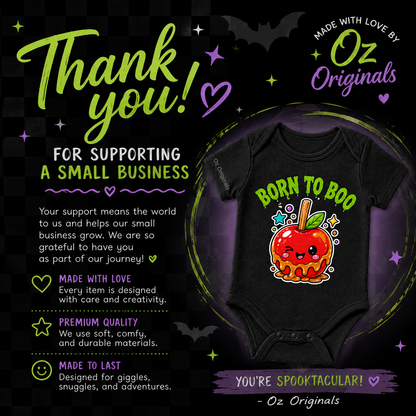 Born to Boo Baby Vest, Halloween Caramel Apple Bodysuit, Alternative Baby Clothes, October Oddities - OctOdd005 🍎 💚