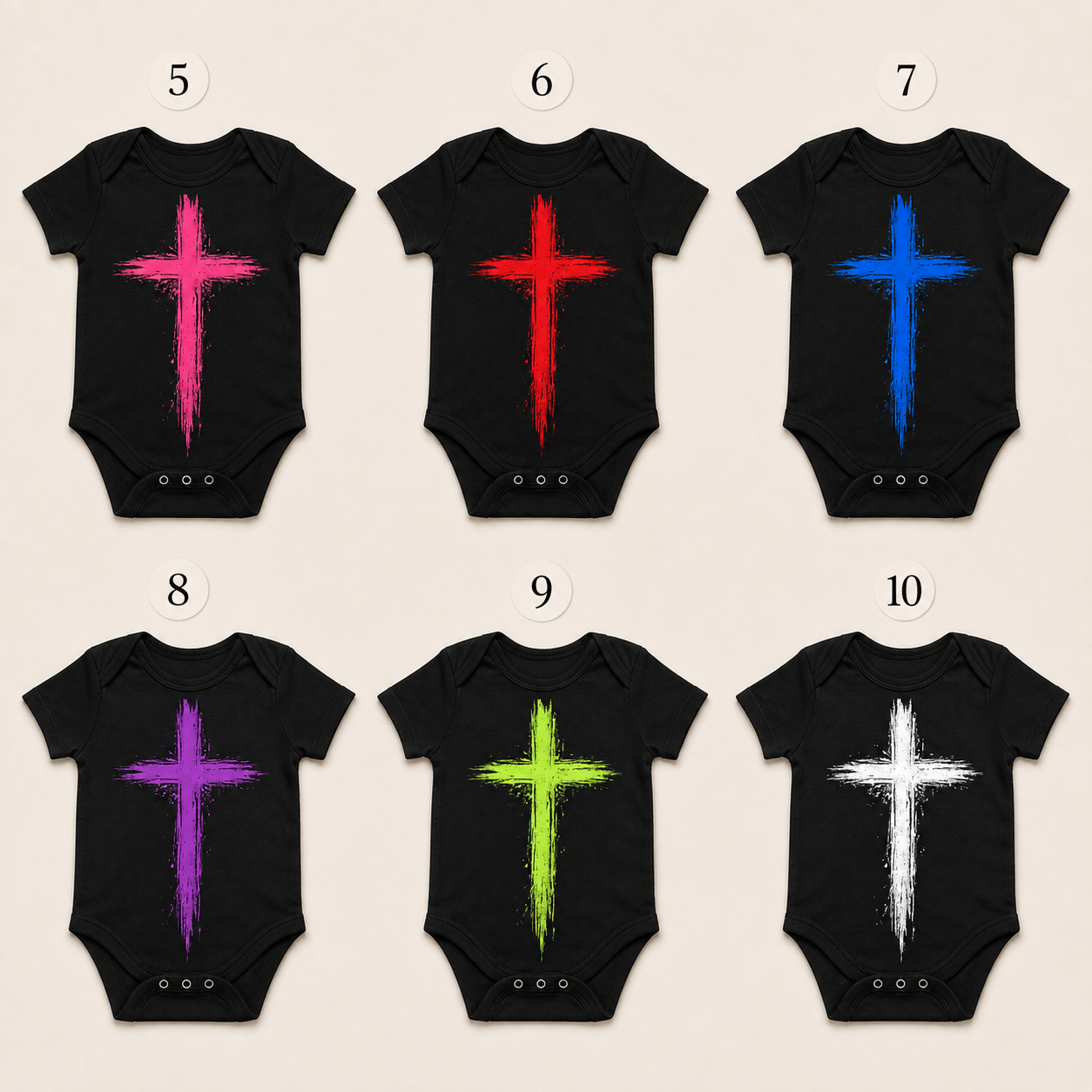 Distressed Cross Baby Vest | Multiple Colour & Pattern Options | Alternative Black Baby Bodysuit | B-Side Collection ❌ 🖤
