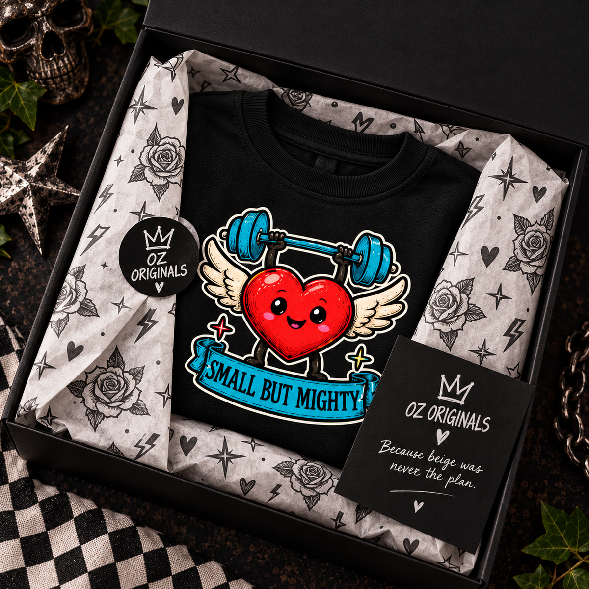 Small But Mighty Toddler Tee | Alternative Kids T-Shirt | Ozzy Flash Collection ❤️🏋️