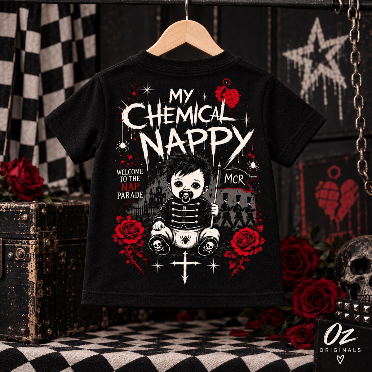 My Chemical Nappy Toddler T-Shirt – Black Emo Band Tee