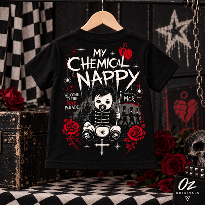 My Chemical Nappy Toddler T-Shirt – Black Emo Band Tee