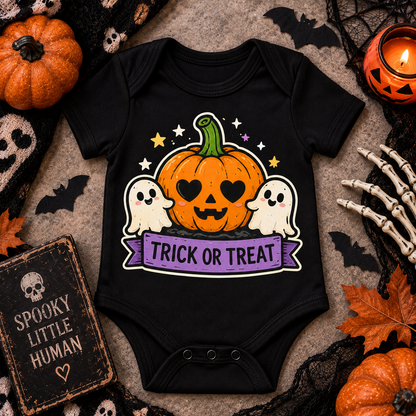 Trick or Treat Baby Vest | Halloween Pumpkin & Ghost Baby Bodysuit | October Oddities 🎃👻