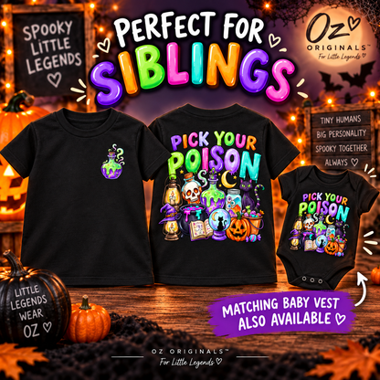 Pick Your Poison Toddler Tee | Colourful Halloween Kids T-Shirt | Alternative Spooky Toddler Tee
