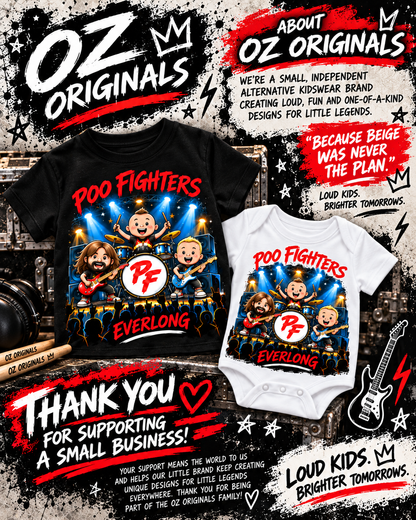 Poo Fighters Everlong Toddler T-Shirt – Alternative Rock Kids Tee – Black or White