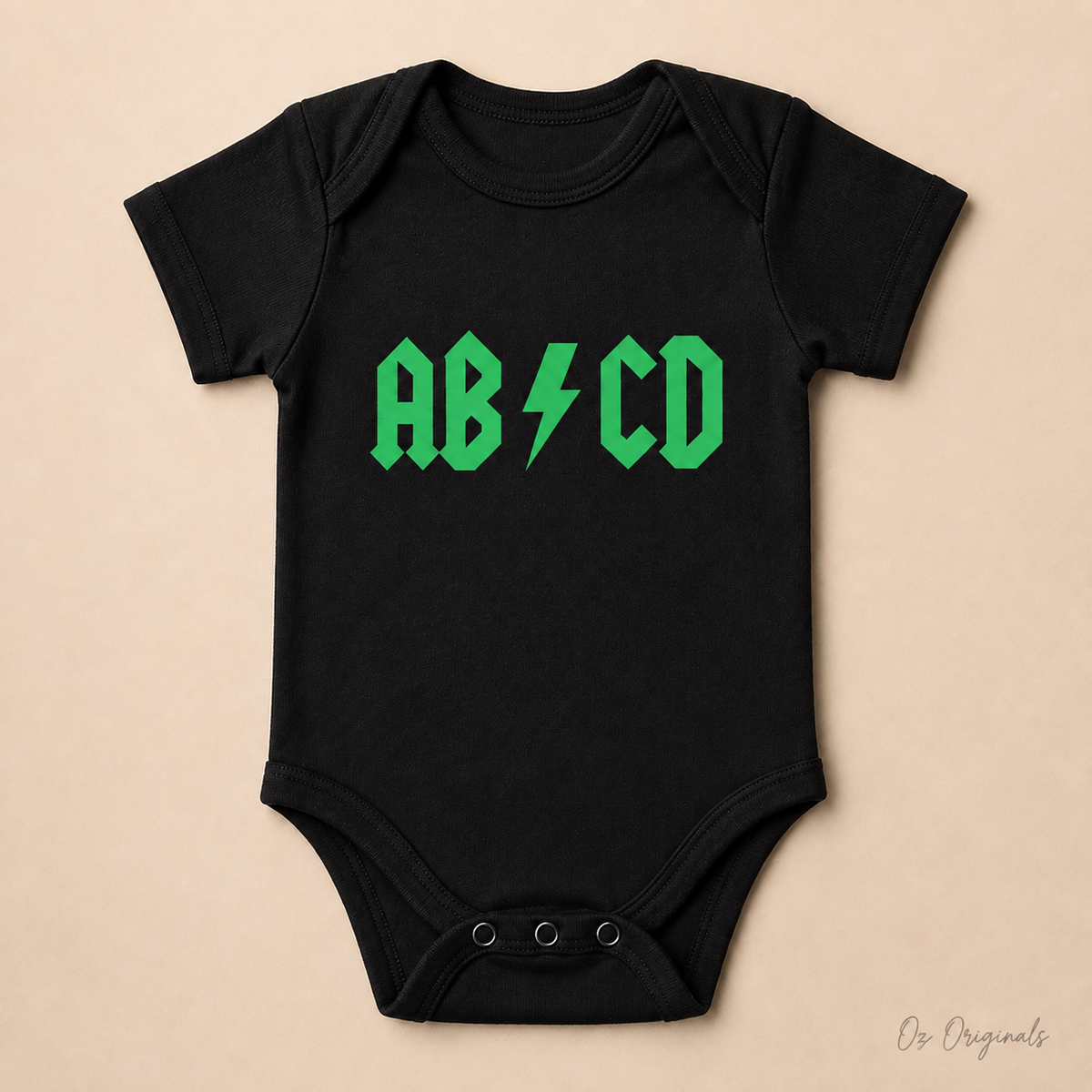 AB⚡CD Baby Vest | Rock-Inspired Alternative Baby Bodysuit | Multiple Colour Options