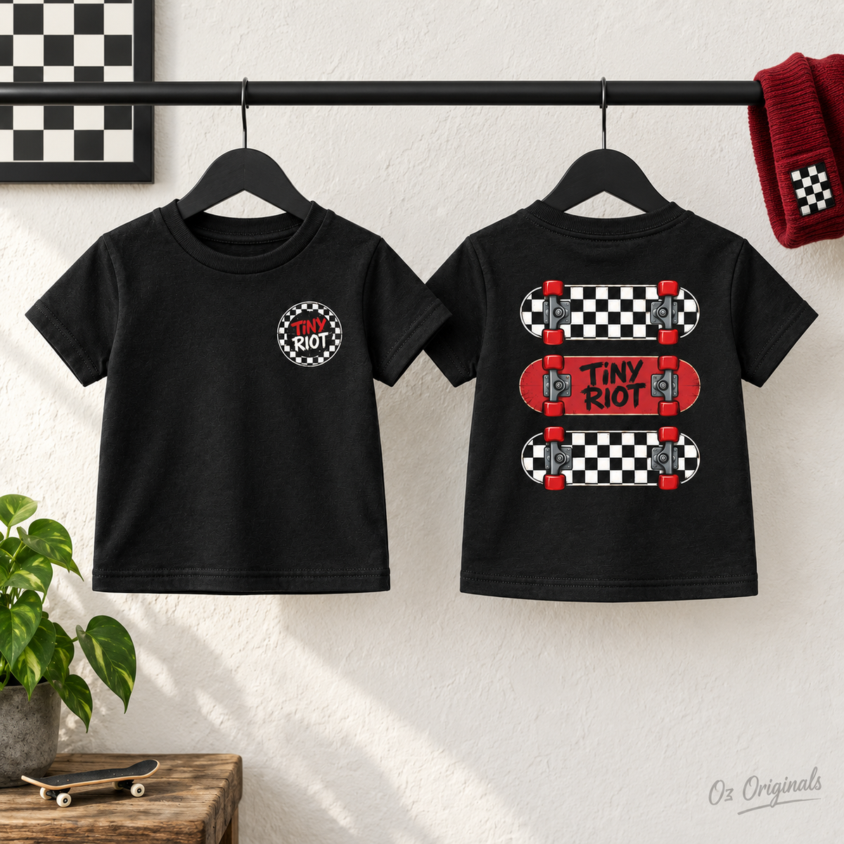 TINY RIOT Toddler T-Shirt – Alternative Checkerboard Skateboard Tee