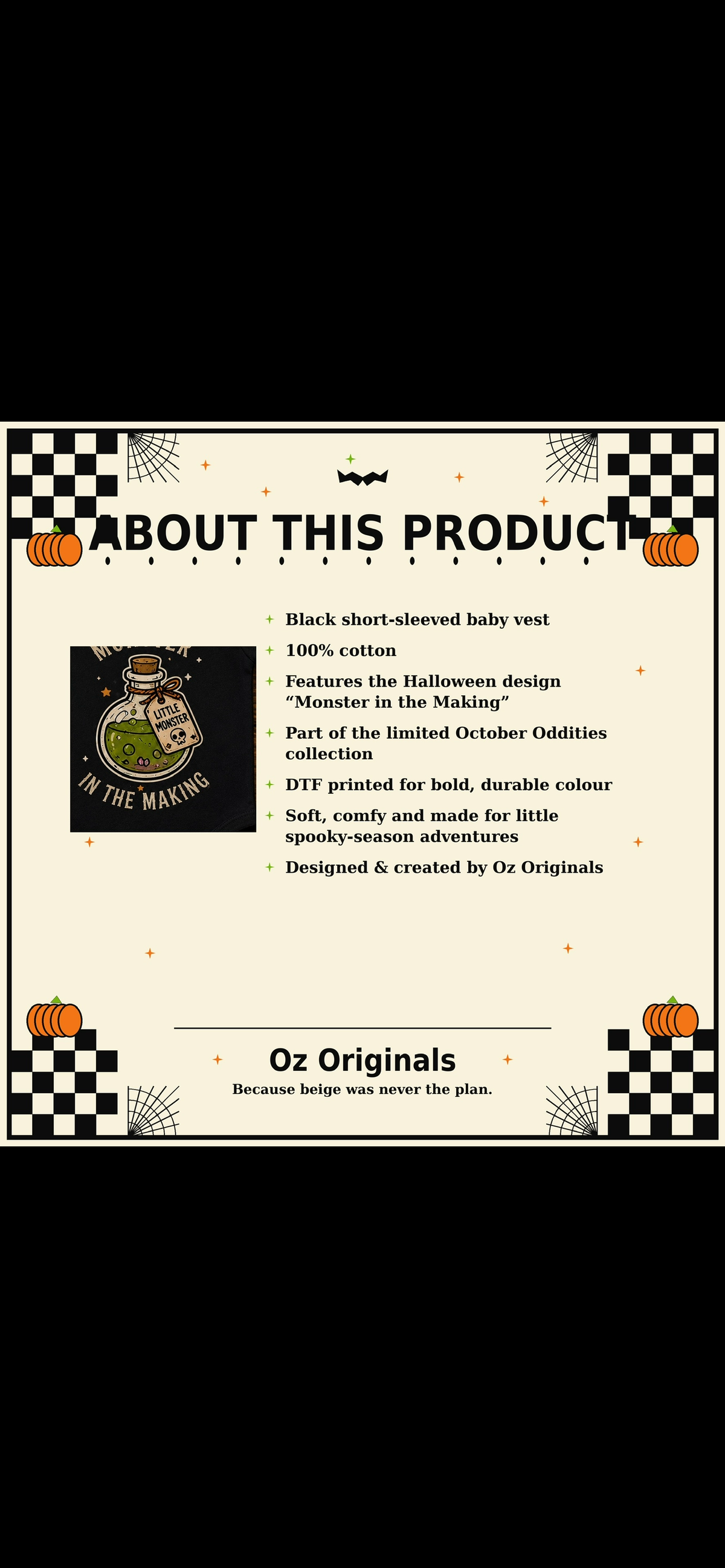 Monster in the Making Baby Grow | Alternative Halloween Baby Vest | October Oddities