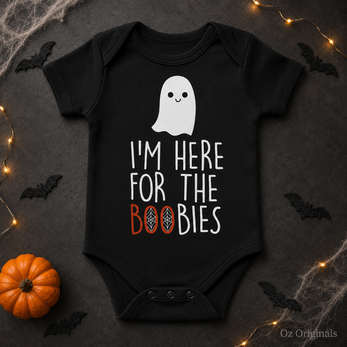 I’m Here for the Boobies Baby Vest | Halloween Baby Bodysuit | Funny Ghost Baby Outfit | Alternative Goth Baby Clothes | OctOdd007 👻
