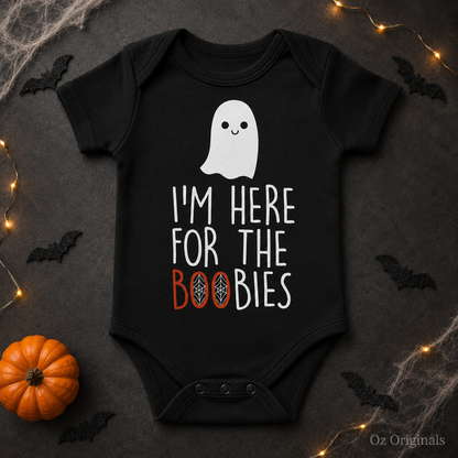 I’m Here for the Boobies Baby Vest | Halloween Baby Bodysuit | Funny Ghost Baby Outfit | Alternative Goth Baby Clothes | OctOdd007 👻