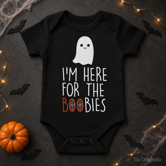I’m Here for the Boobies Baby Vest | Halloween Baby Bodysuit | Funny Ghost Baby Outfit | Alternative Goth Baby Clothes | OctOdd007 👻