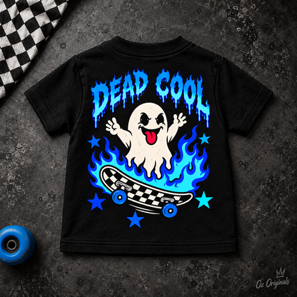 Dead Cool Ghost Skater Toddler T-Shirt | Alternative Black Kids Tee | Ozzy Flash Collection