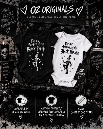 Future Member of the Black Parade Baby Vest | Black or White | Alternative Baby Clothes UK.