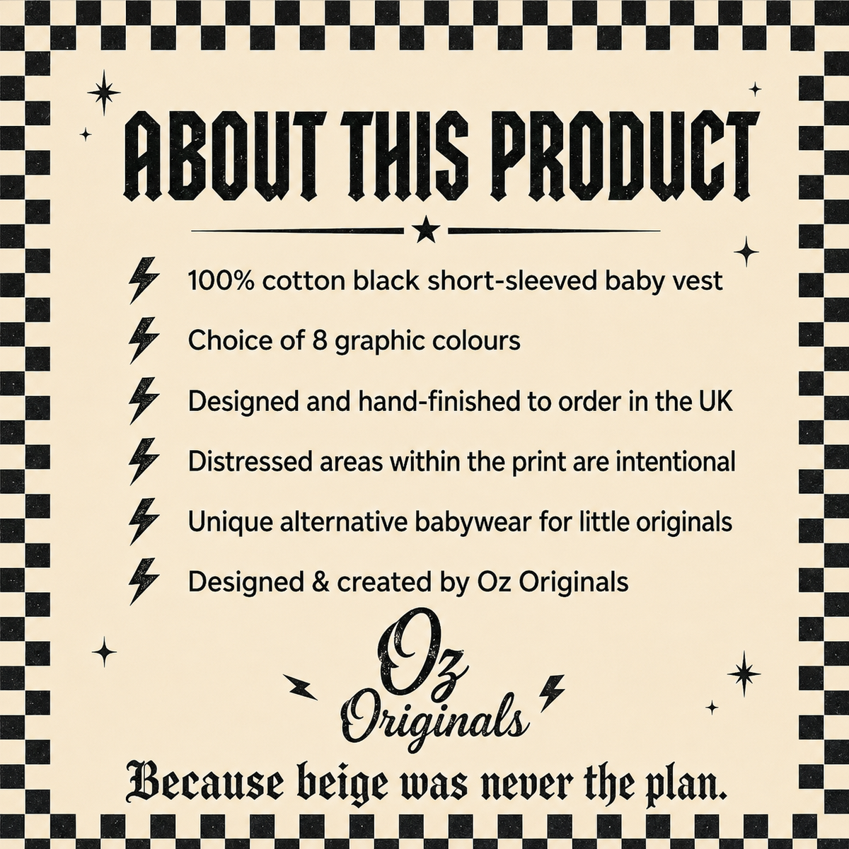 AB⚡CD Baby Vest | Rock-Inspired Alternative Baby Bodysuit | Multiple Colour Options
