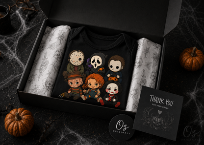 Little Horror Icons Black Baby Vest – Choose Your Character or Group