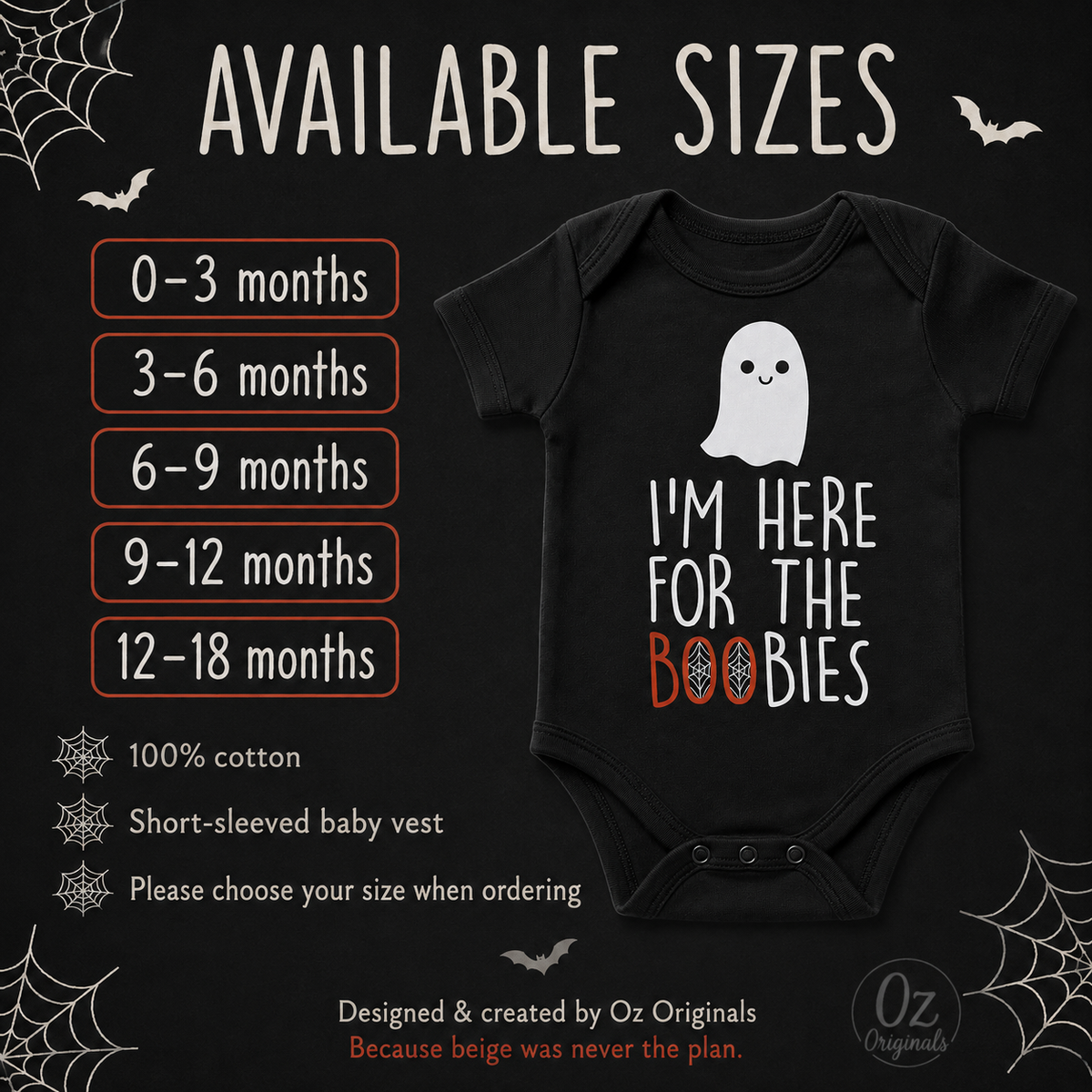 I’m Here for the Boobies Baby Vest | Halloween Baby Bodysuit | Funny Ghost Baby Outfit | Alternative Goth Baby Clothes | OctOdd007 👻