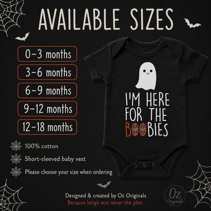 I’m Here for the Boobies Baby Vest | Halloween Baby Bodysuit | Funny Ghost Baby Outfit | Alternative Goth Baby Clothes | OctOdd007 👻