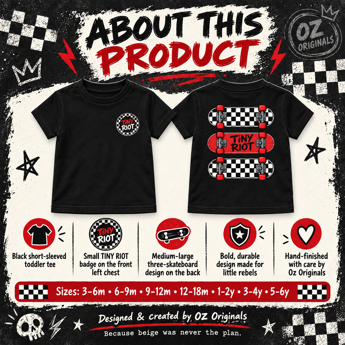 Tiny Riot Skateboard Baby Vest | Alternative Baby Clothes | Checkerboard Punk Baby Outfit