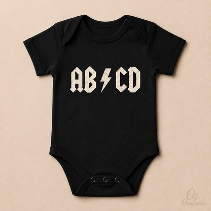 AB⚡CD Baby Vest | Rock-Inspired Alternative Baby Bodysuit | Multiple Colour Options