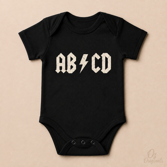 AB⚡CD Baby Vest | Rock-Inspired Alternative Baby Bodysuit | Multiple Colour Options