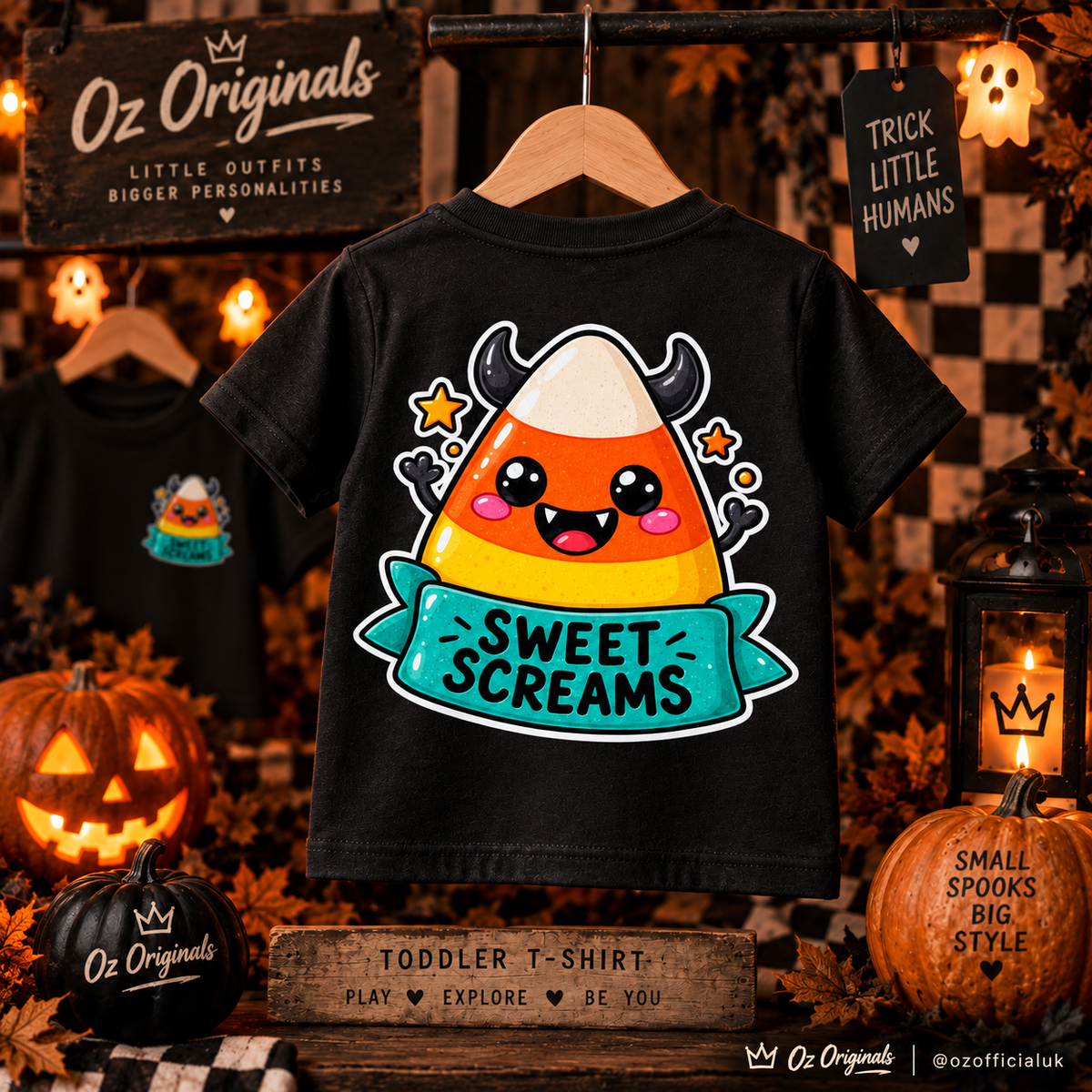 Sweet Screams Toddler T-Shirt – Black Halloween Candy Corn Tee 🍬 🧡