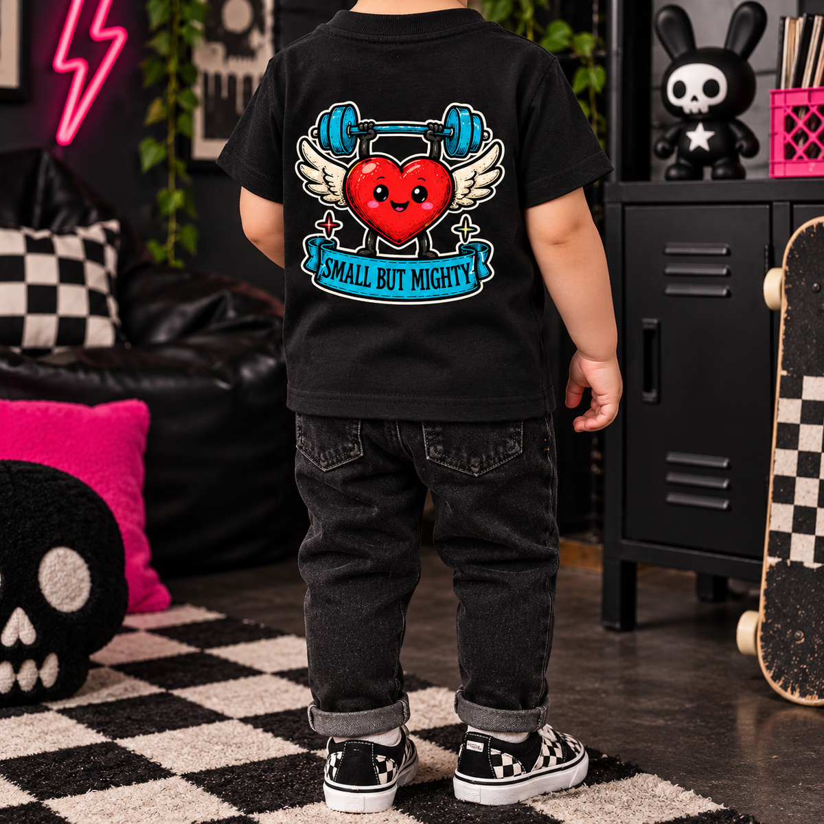 Small But Mighty Toddler Tee | Alternative Kids T-Shirt | Ozzy Flash Collection ❤️🏋️