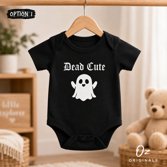 Dead Cute Baby Vest | Halloween Ghost Baby Bodysuit | October Oddities – OctOdd001 👻🖤