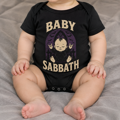 Baby Sabbath Baby Vest | Alternative Rock Baby Bodysuit | Black Gothic Baby Clothes | Baby Bands