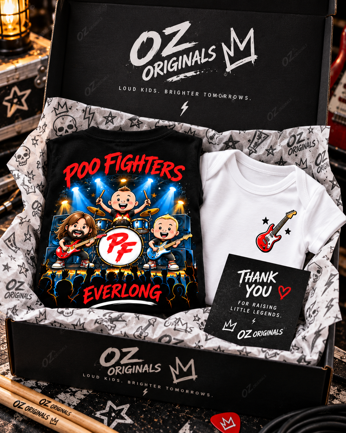 Poo Fighters Everlong Toddler T-Shirt – Alternative Rock Kids Tee – Black or White