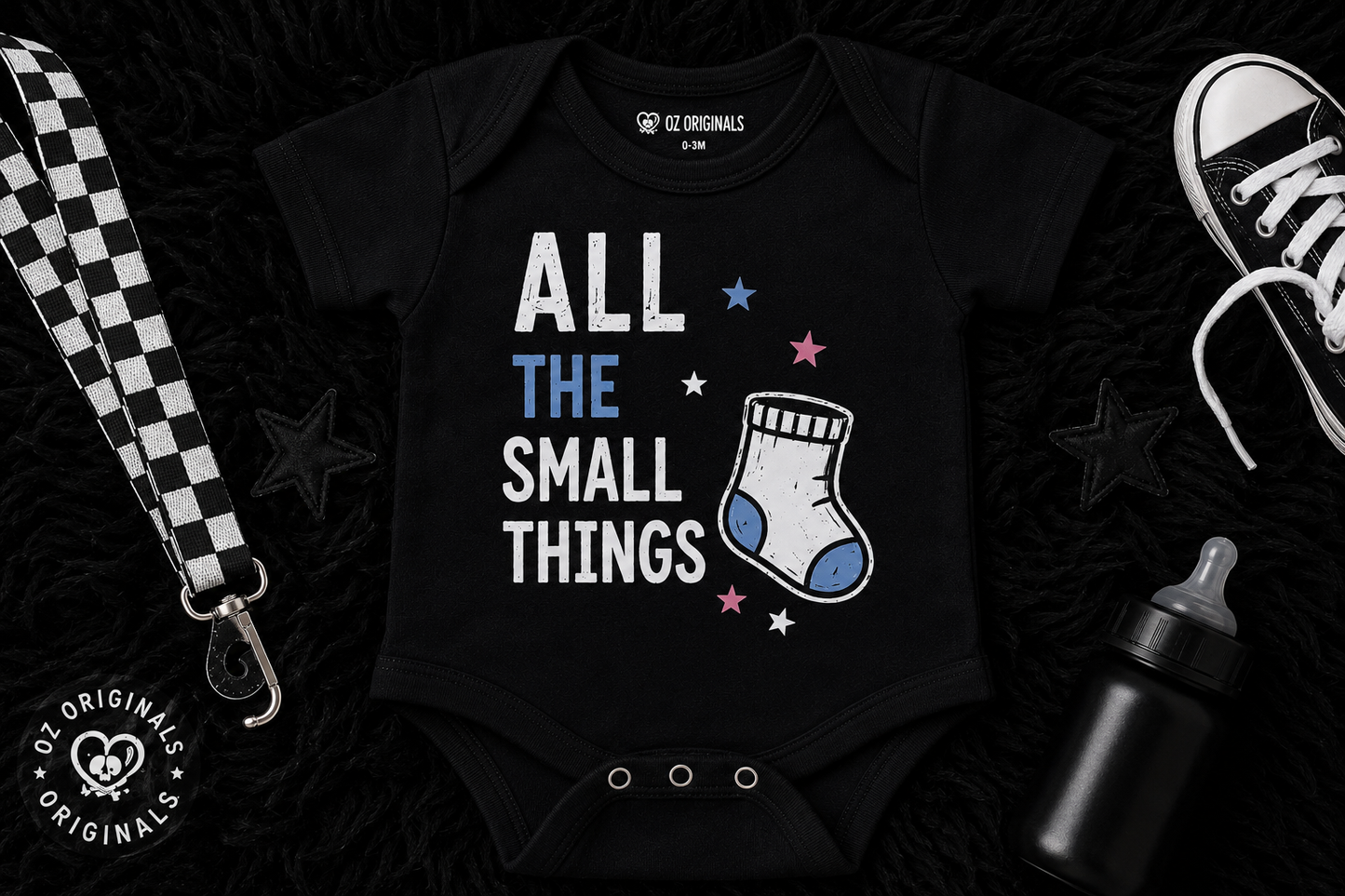 All The Small Things Baby Vest | Blue or Pink Sock | Personalised Alternative Baby Bodysuit | Rock Baby Gift 💙🩷