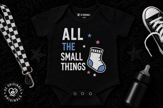 All The Small Things Baby Vest | Blue or Pink Sock | Personalised Alternative Baby Bodysuit | Rock Baby Gift 💙🩷