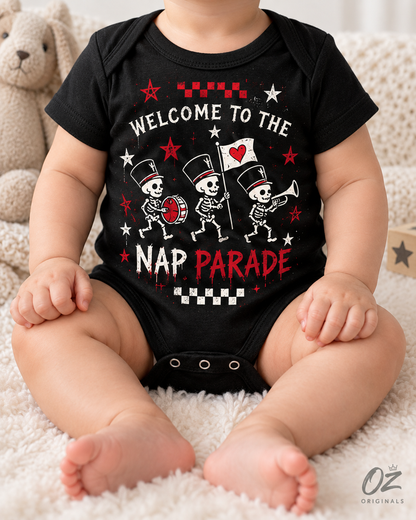 Welcome to the Nap Parade Baby Vest – Alternative Emo Baby Clothing | Black or White
