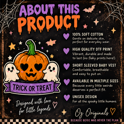 Trick or Treat Baby Vest | Halloween Pumpkin & Ghost Baby Bodysuit | October Oddities 🎃👻