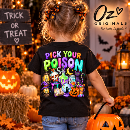 Pick Your Poison Toddler Tee | Colourful Halloween Kids T-Shirt | Alternative Spooky Toddler Tee
