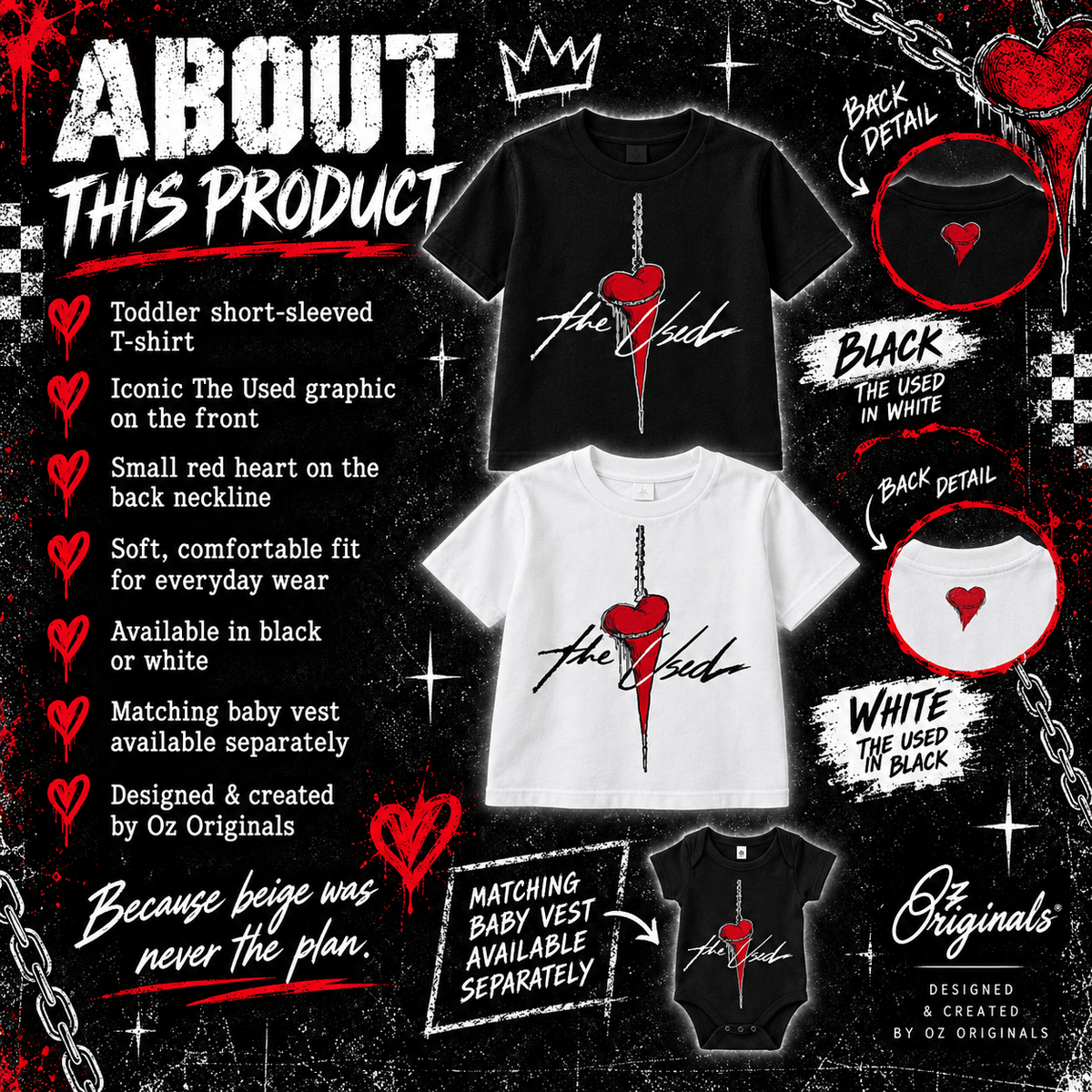 The Used Inspired Toddler T-Shirt | Alternative Kids Rock Tee | Black or White