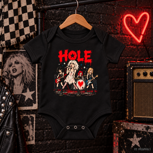 HOLE Cartoon Band Baby Vest/Bodysuit – Black Alternative Kids T-Shirt 🎶❤️