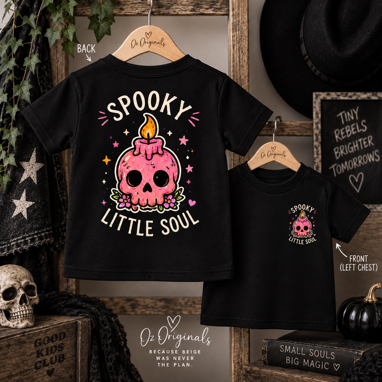 Spooky Little Soul Toddler T-Shirt | Alternative Kids Tee | Pink Skull Graphic💀🩷