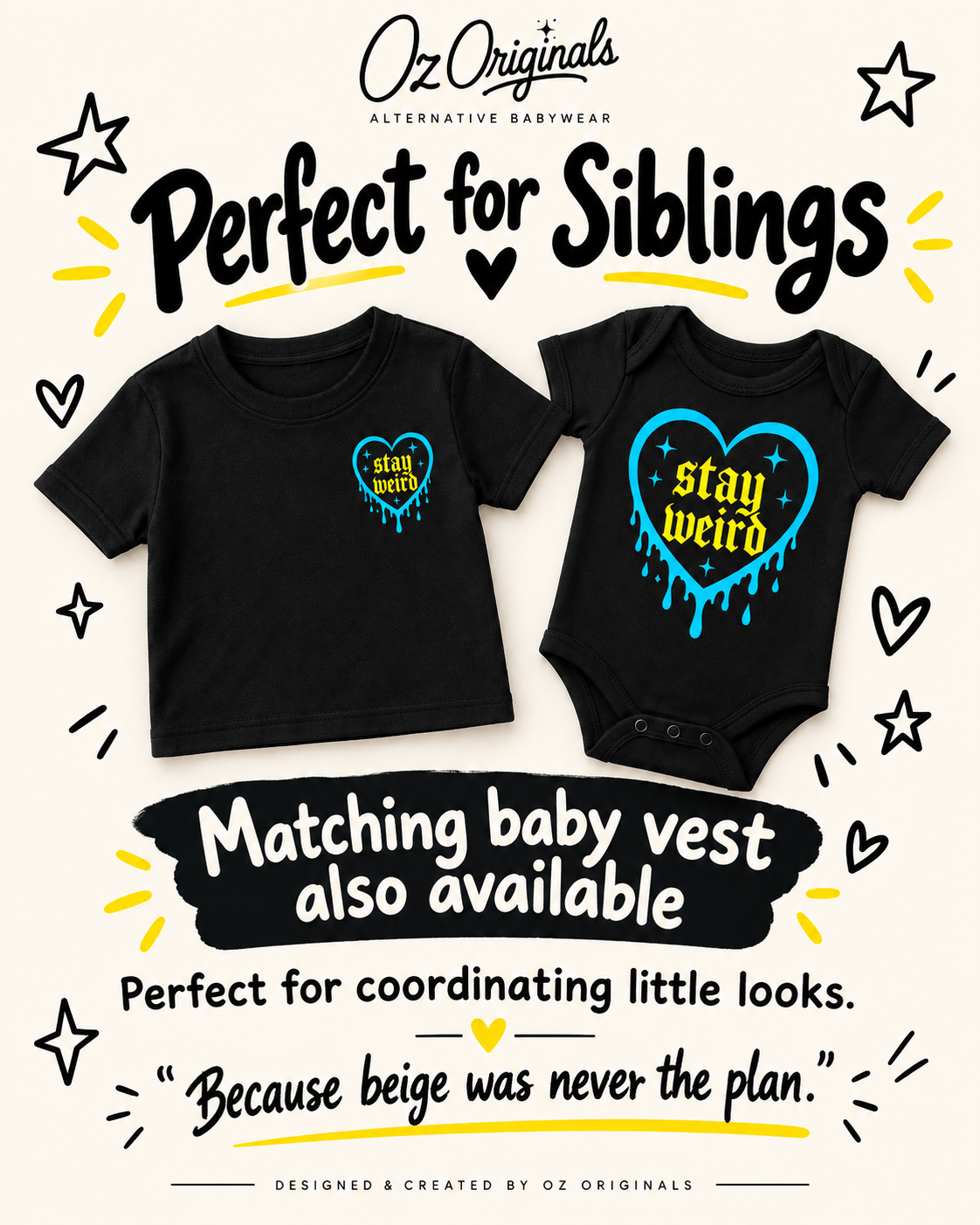Stay Weird Toddler Tee | Alternative Kids T-Shirt | 2 Colour Options 🩵🩷💛💚