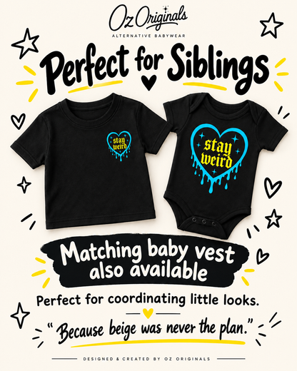 Stay Weird Toddler Tee | Alternative Kids T-Shirt | 2 Colour Options 🩵🩷💛💚