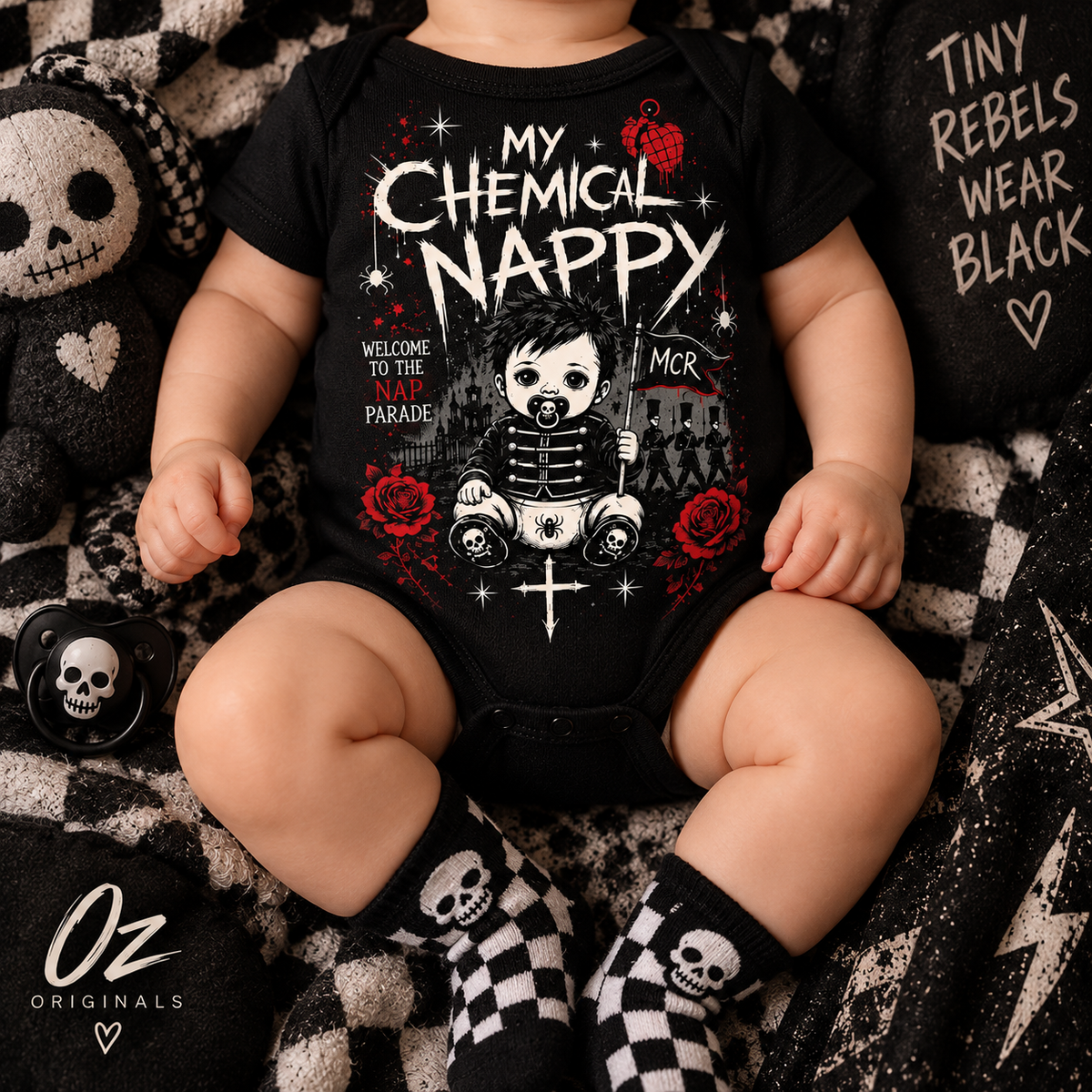 My Chemical Nappy Baby Vest | Welcome to the Nap Parade | Alternative Emo Baby Bodysuit 🌹