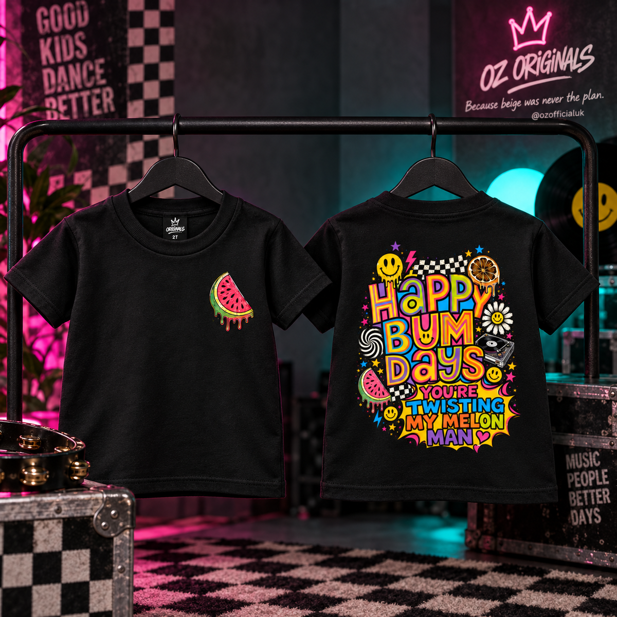 Happy Bum Days Toddler Tee | Twisting My Melon Alternative Kids T-Shirt | Baby Bands Collection 🍉