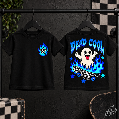 Dead Cool Ghost Skater Toddler T-Shirt | Alternative Black Kids Tee | Ozzy Flash Collection
